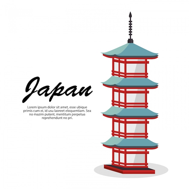 Vecteur gratuit japon voyage bâtiment culture icône