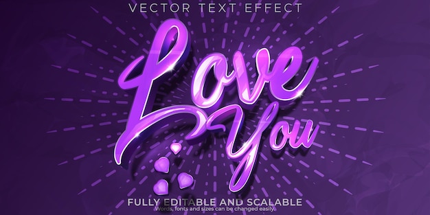 Vecteur gratuit je t'aime effet de texte style de texte modifiable de la saint-valentin et de la romance