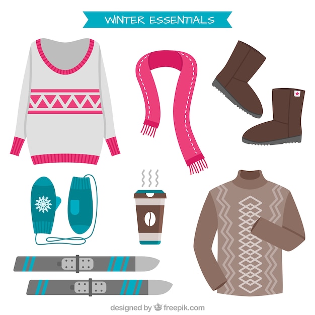 Jerseys Mignon Avec Des Accessoires D'hiver