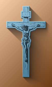 Jésus christ, crucifix, bénédiction, croix, christianisme, vecteur