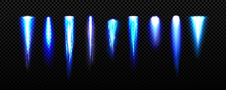 Vecteur gratuit jetpack flammes de feu bleu clair de fusée spatiale
