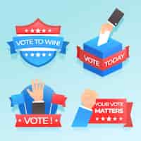 Vecteur gratuit jeu de badges et autocollants de vote
