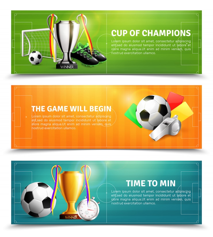 Vecteur gratuit jeu de bannière de football