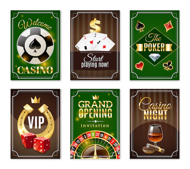 Vecteur gratuit jeu de bannières affiches mini cartes de casino