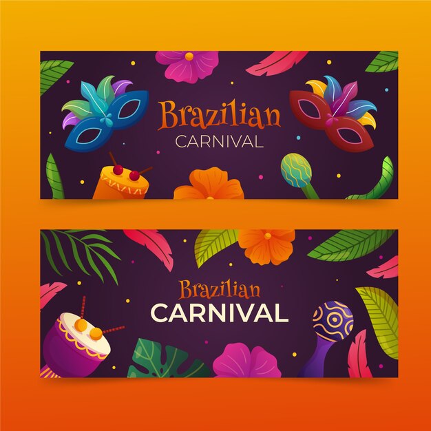 Jeu De Bannières Horizontales De Carnaval Brésilien Dégradé