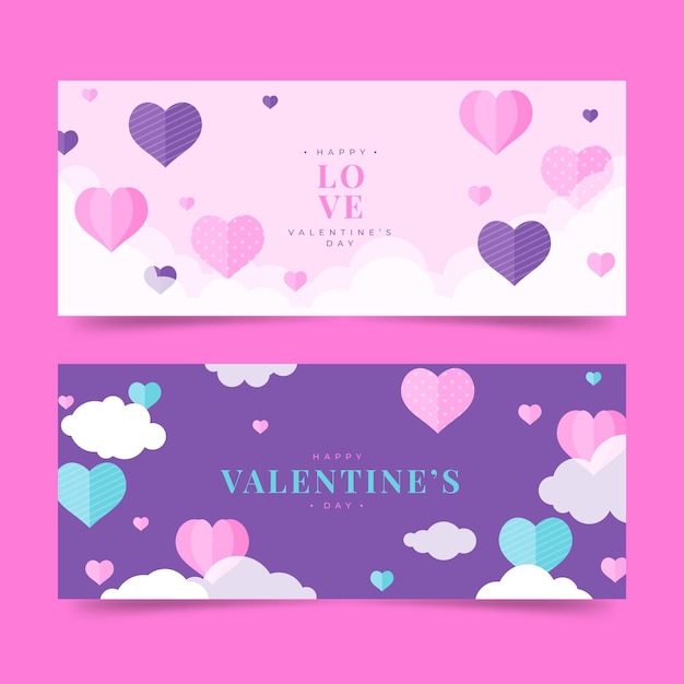 Jeu De Bannières De La Saint-valentin Design Plat