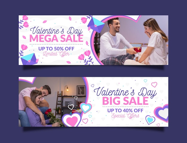 Jeu De Bannières De Vente Saint Valentin