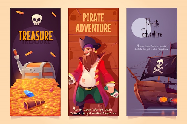 Jeu De Bannières Verticales Aventure Pirate