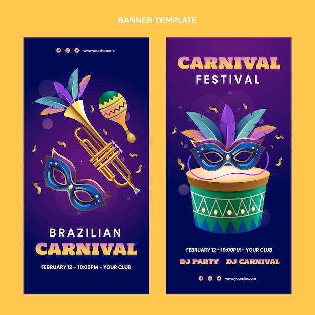 Vecteur gratuit jeu de bannières verticales de carnaval réaliste