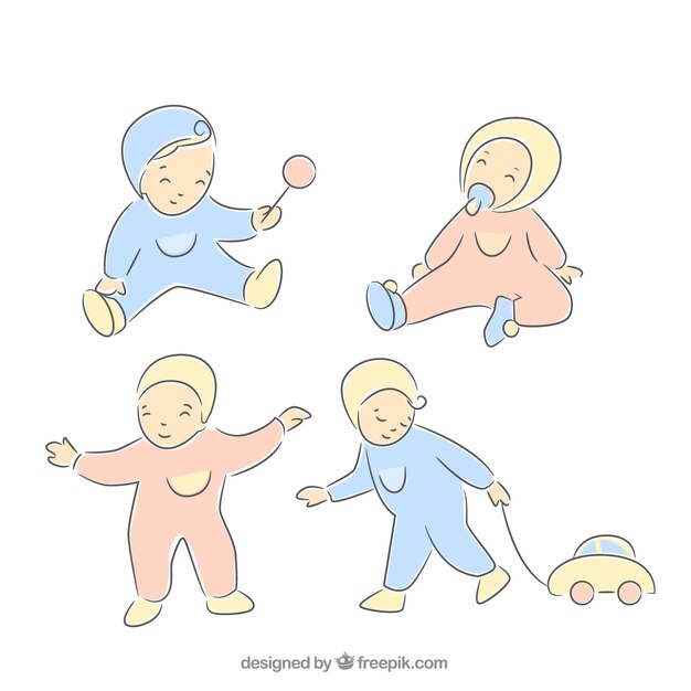 jeu de bébé jeu adorable Hand-drawn