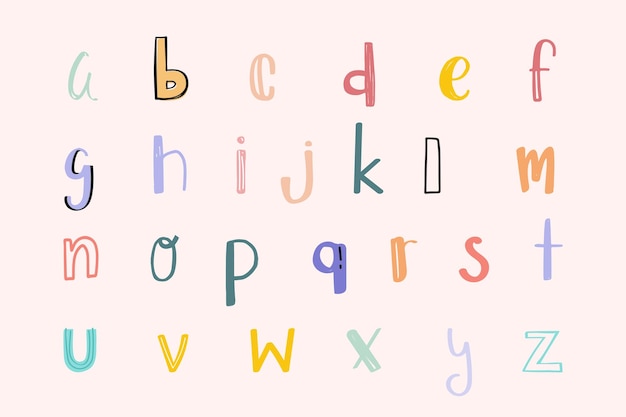 Vecteur gratuit jeu de calligraphie de polices doodle dessinés à la main alphabet vector