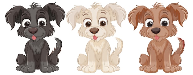 Vecteur gratuit jeu de caractères de dessin animé chien mignon