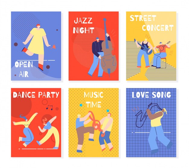 Jeu De Cartes Colorees Pour La Fete De La Musique Vecteur Premium