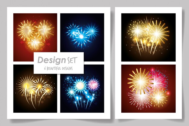 Collection De Feux D Artifice Brillant Vecteur Gratuite