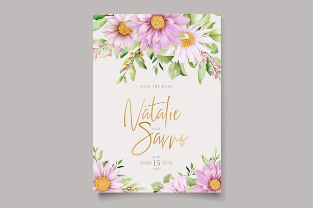 Vecteur gratuit jeu de cartes florales marguerite aquarelle dessinés à la main