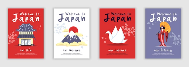 Vecteur gratuit jeu de cartes d'illustration japon