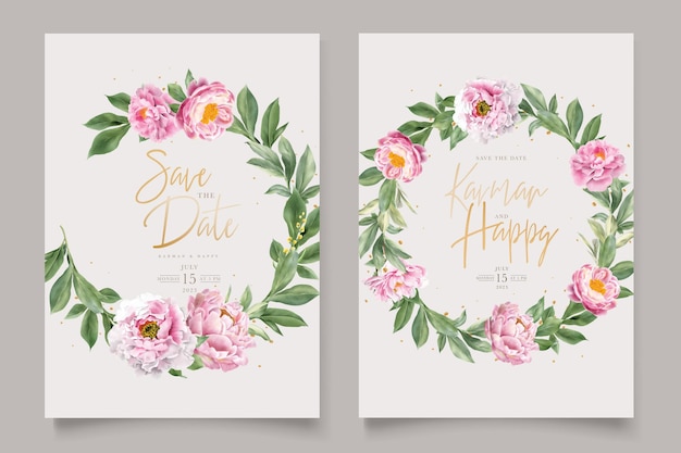 Jeu De Cartes De Mariage Aquarelle Pivoines Et Roses