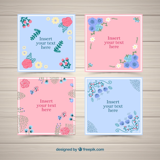 Jeu De Cartes De Printemps Bleu Et Rose