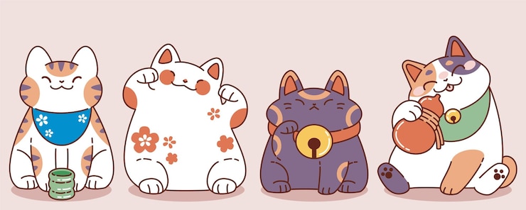 Vecteur gratuit le jeu des chats asiatiques chanceux