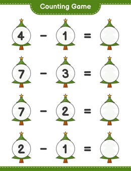 Jeu de comptage comptez le nombre d'arbres de noël et écrivez le résultat jeu éducatif pour enfants