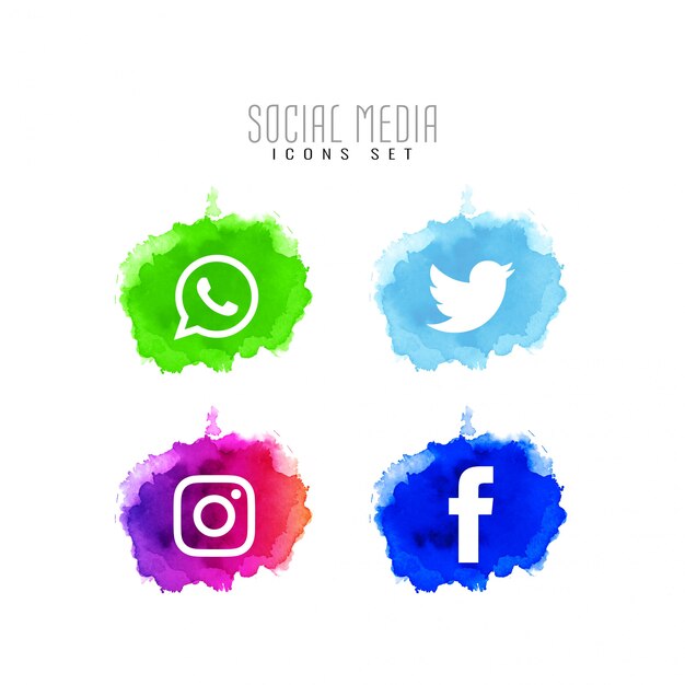 Jeu de conception abstraite d'icônes de médias sociaux décoratifs