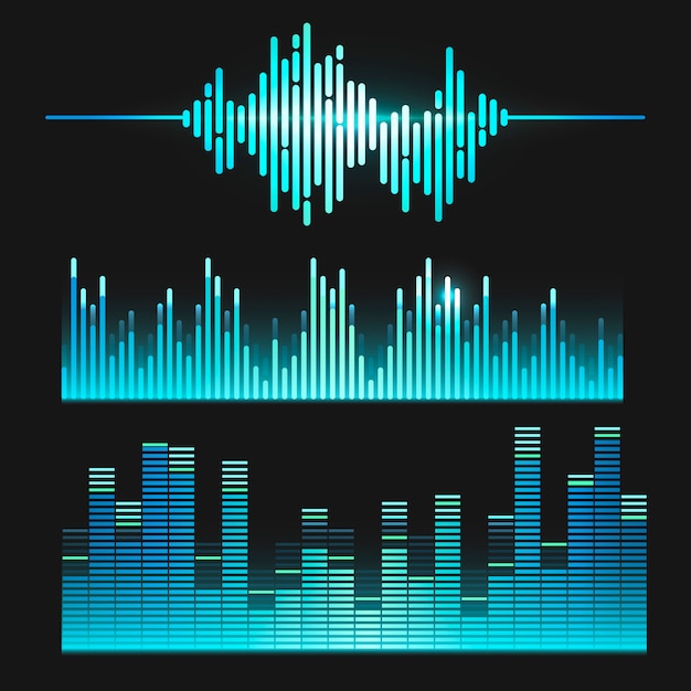 Jeu de conception de vecteur égaliseur onde sonore