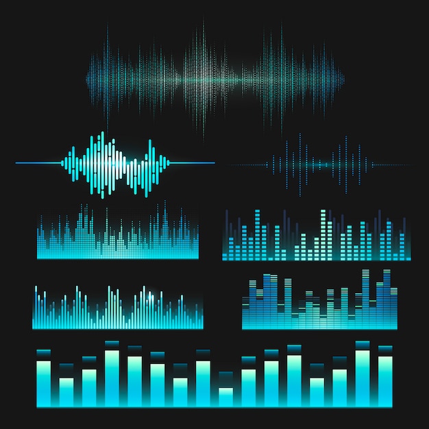 Vecteur gratuit jeu de conception de vecteur égaliseur onde sonore