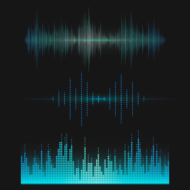 Jeu de conception de vecteur égaliseur onde sonore