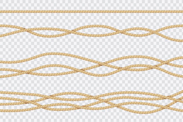 Jeu De Corde Realiste Cordons Textures Nautiques Close Up Marins Cordes Vector Collection Isolee 3d Vecteur Premium