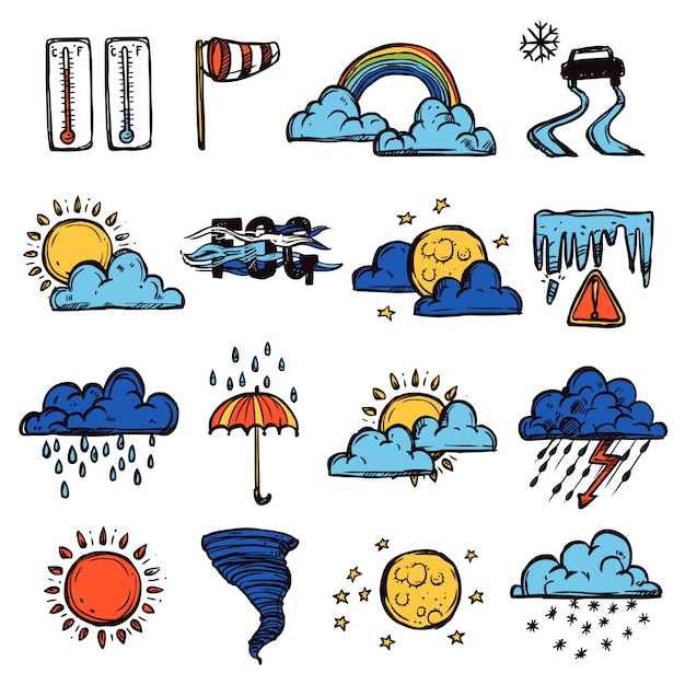 Vecteur gratuit jeu de couleurs météo