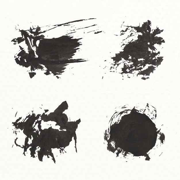 Vecteur gratuit jeu de coups de pinceau noir abstrait