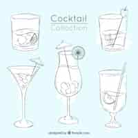 Vecteur gratuit jeu de croquis de cocktails