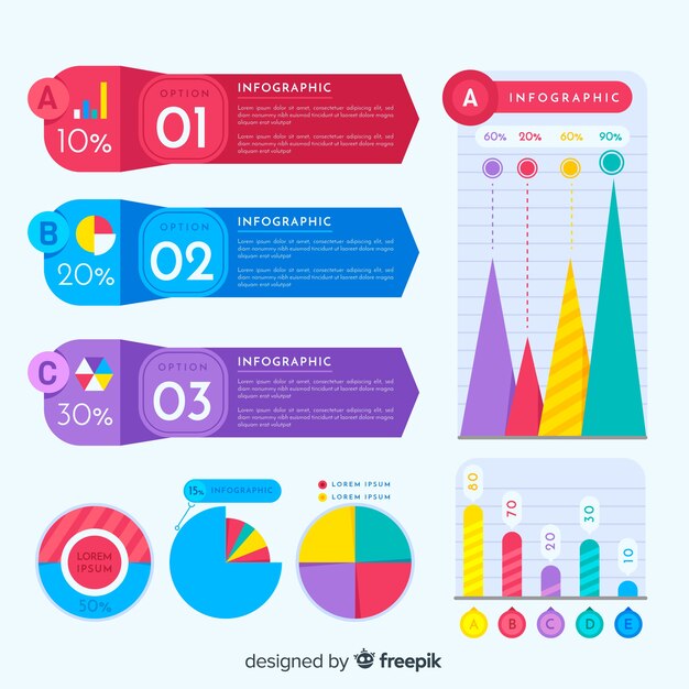 Jeu d&#39;éléments infographiques colorés