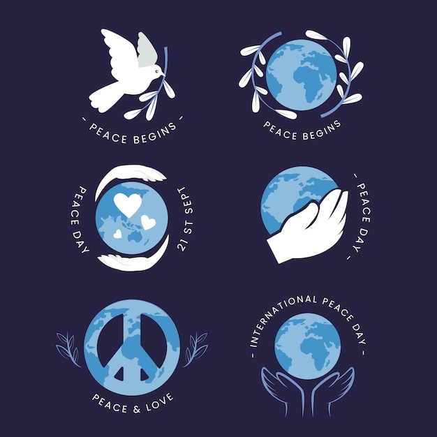 Jeu d'étiquettes de la Journée internationale de la paix