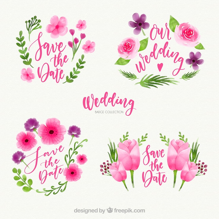 Vecteur gratuit jeu d'étiquettes de mariage