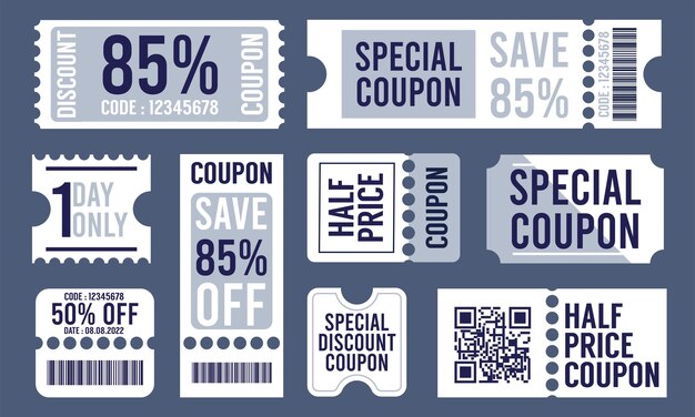 Jeu d&#39;étiquettes de vente de coupons