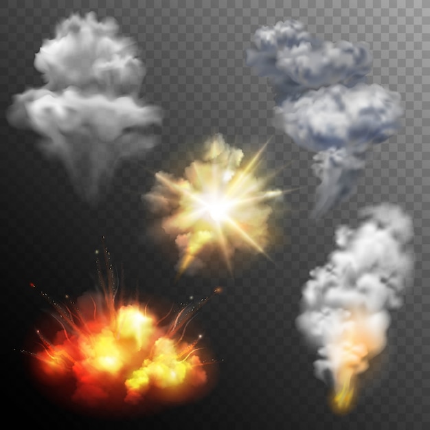 Vecteur gratuit jeu de formes d'explosions de feux d'artifice