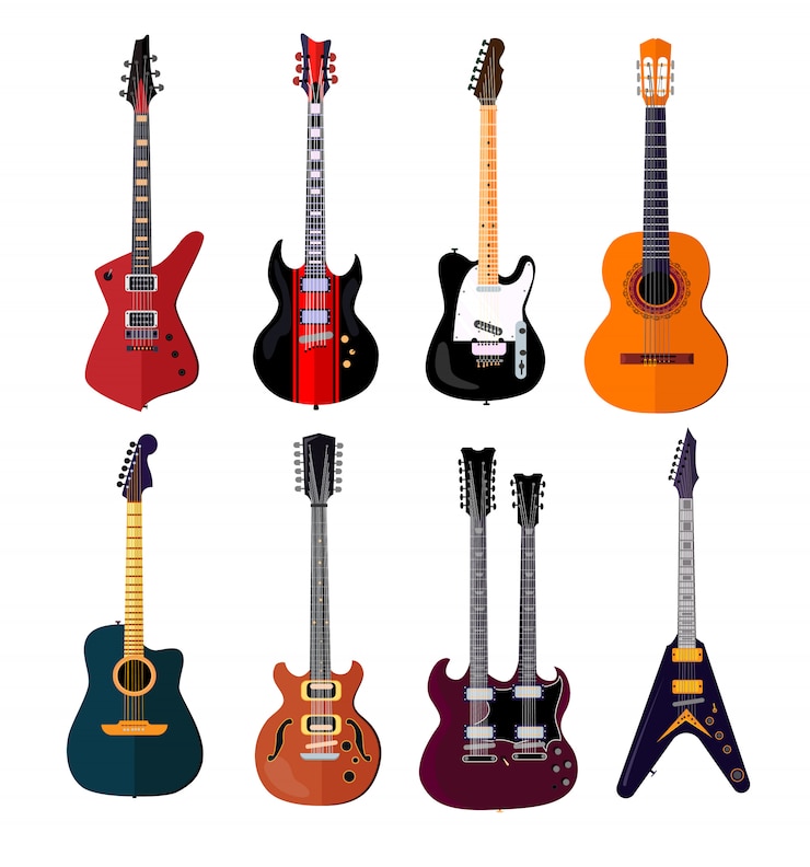 Vecteur gratuit jeu de guitare de concert