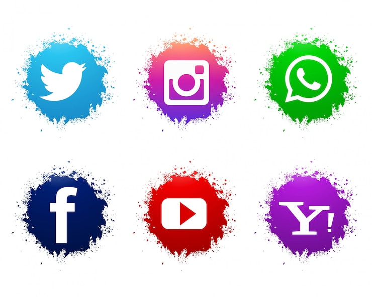 Vecteur gratuit jeu d'icônes abstrait aquarelle médias sociaux