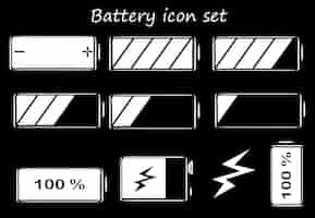 Vecteur gratuit jeu d'icônes de batterie