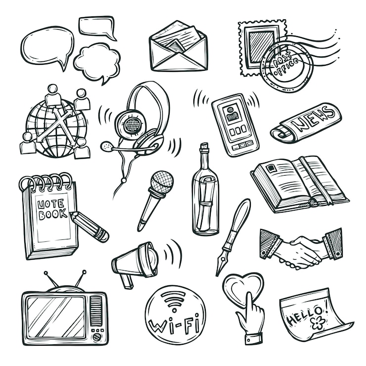Vecteur gratuit jeu d&#39;icônes de communication