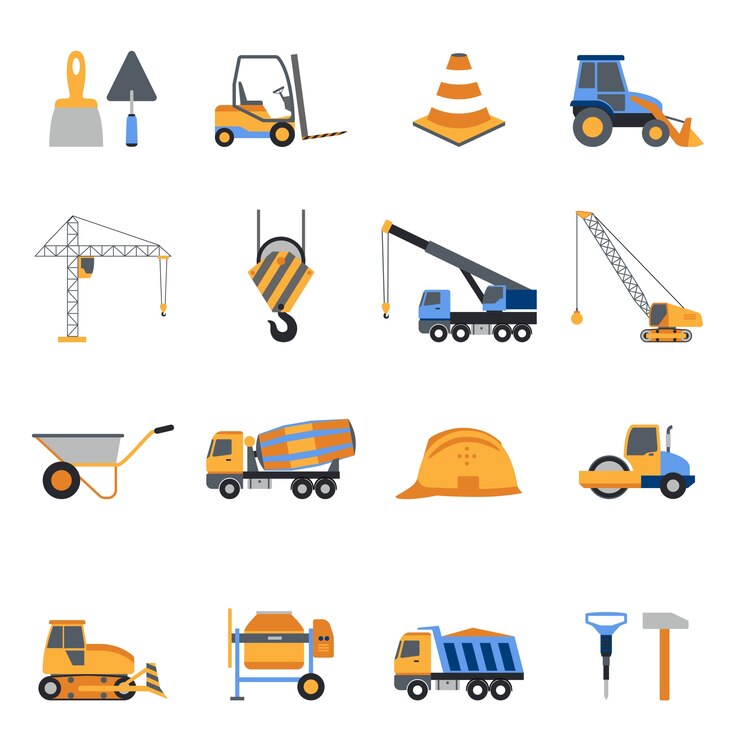 Vecteur gratuit jeu d&#39;icônes de construction