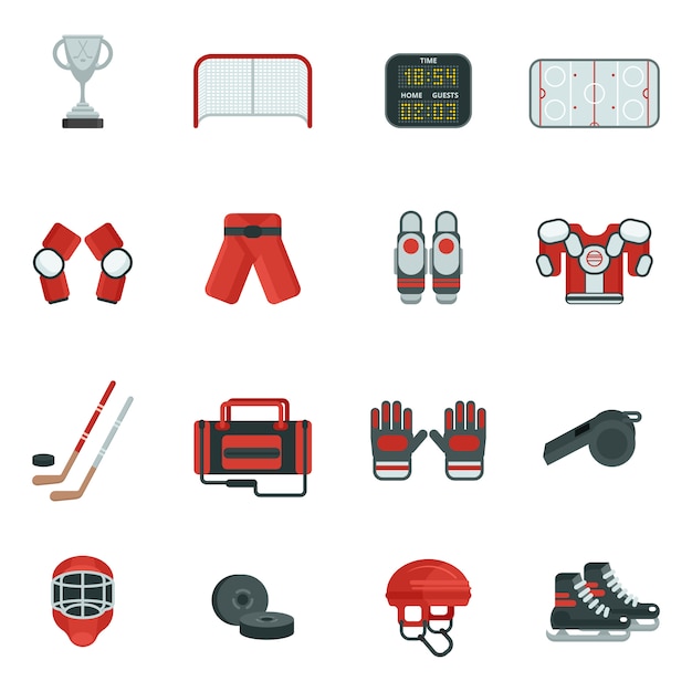 Jeu D'icônes Décoratives De Hockey