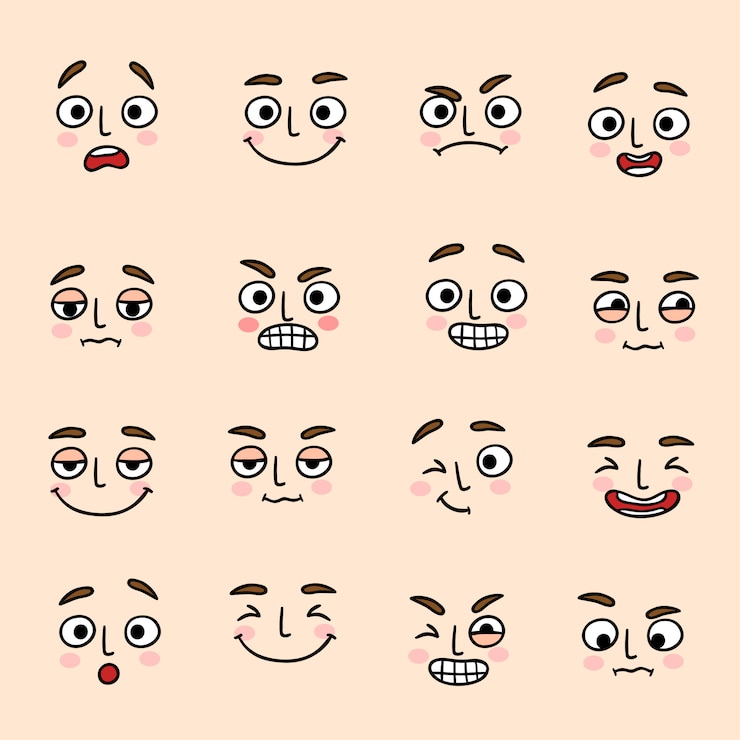 Vecteur gratuit jeu d&#39;icônes d&#39;expression de l&#39;humeur du visage