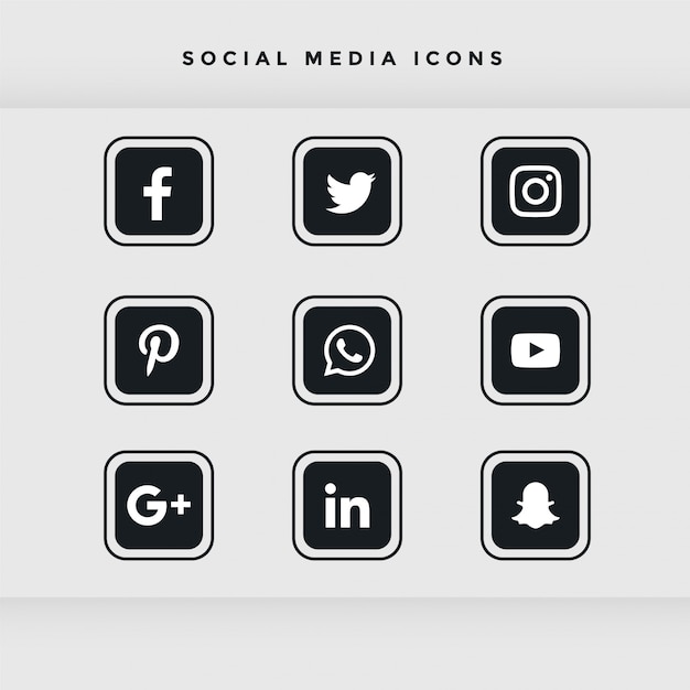 jeu d&#39;icônes de médias sociaux arrondi noir