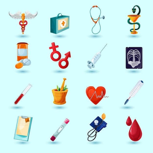 Vecteur gratuit jeu d'icônes médicales