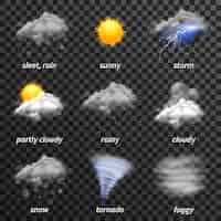 Vecteur gratuit jeu d'icônes météo réaliste