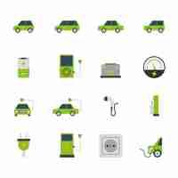 Vecteur gratuit jeu d'icônes de voiture électrique