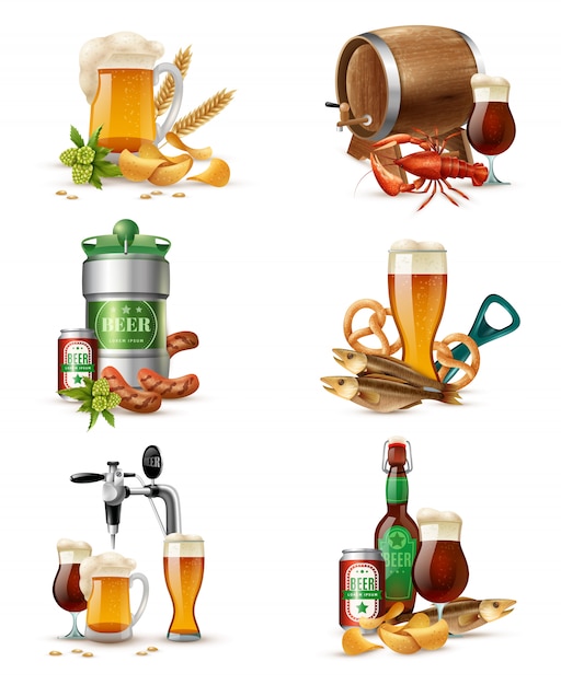 Jeu D'illustrations De Bière Pression