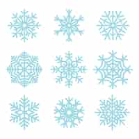 Vecteur gratuit jeu d'illustrations de flocons de neige